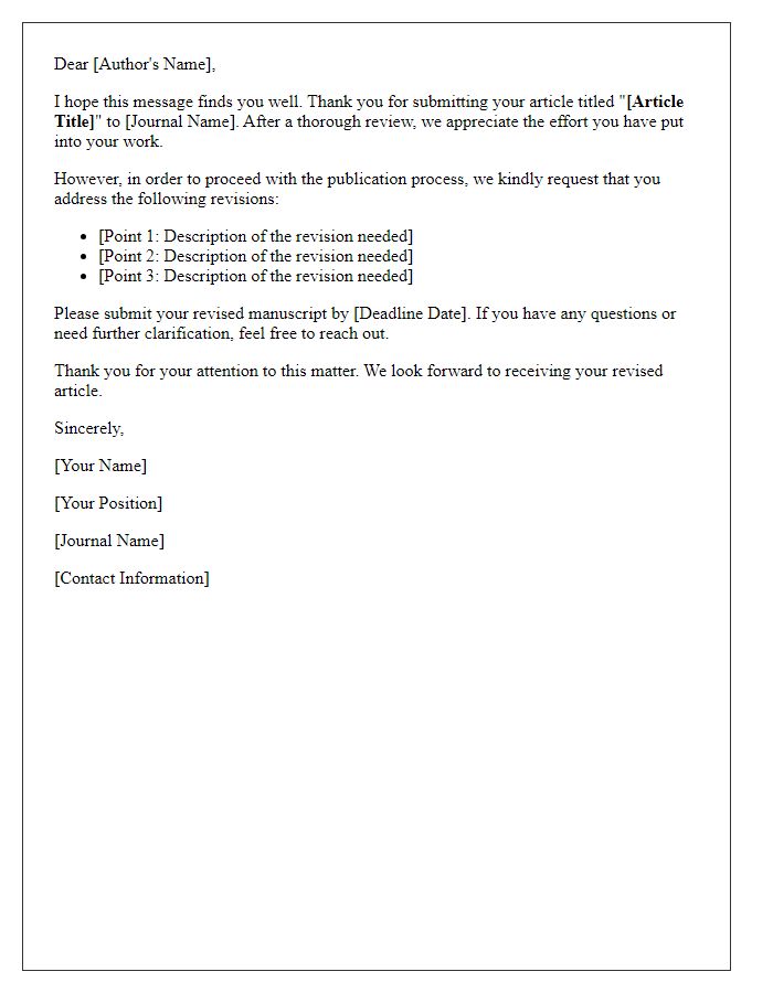 Letter template of Review Request for Article Revisions