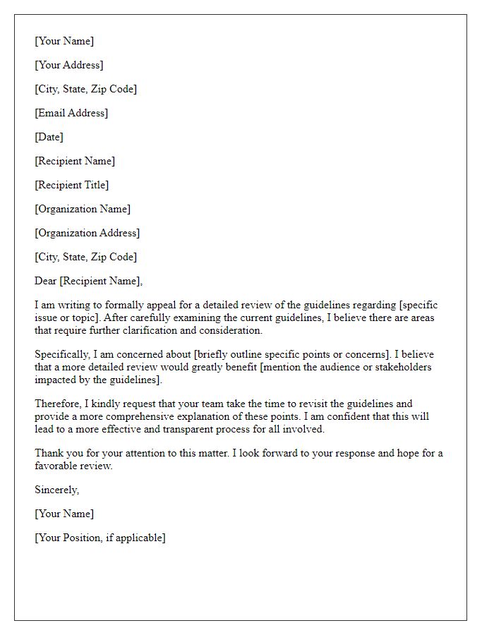 Letter template of appeal for detailed review guidelines