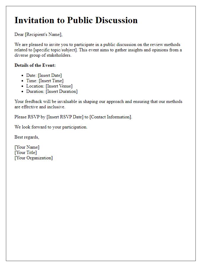 Letter template of invitation for public discussion on review methods