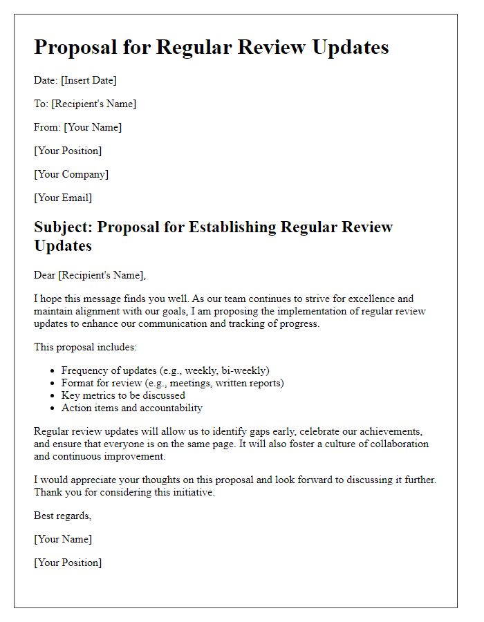 Letter template of proposal for regular review updates