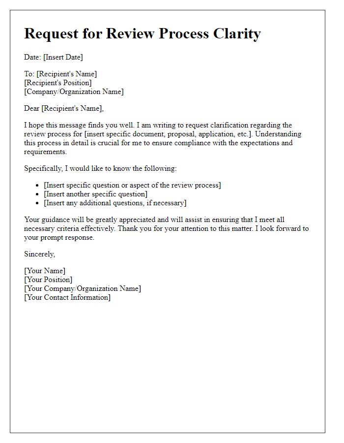 Letter template of request for review process clarity