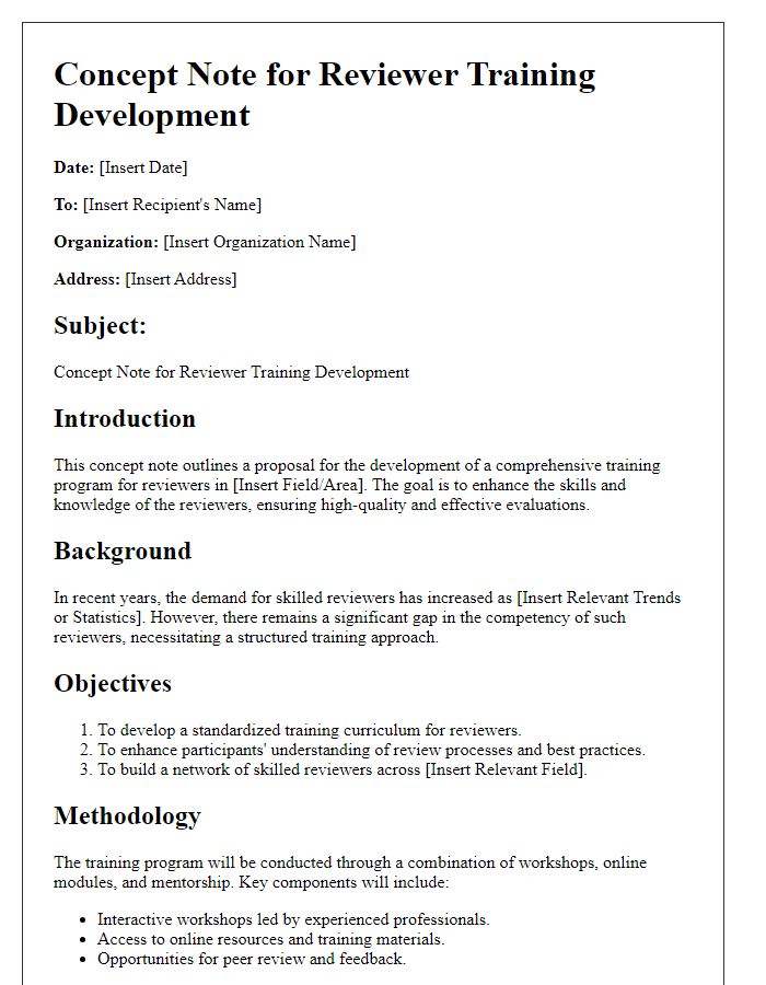 Letter template of Concept Note for Reviewer Training Development