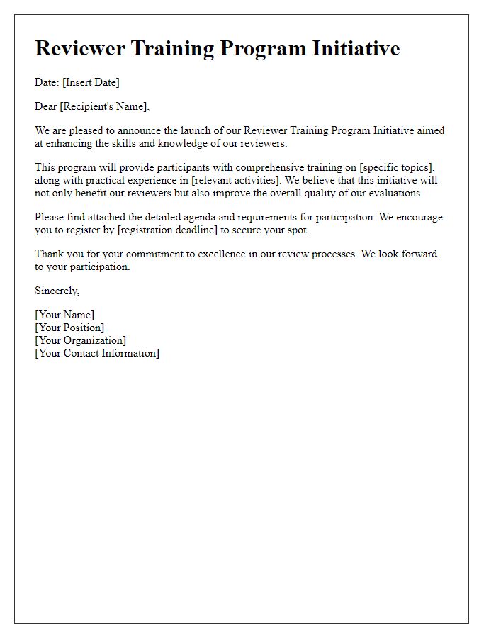 Letter template of Reviewer Training Program Initiative