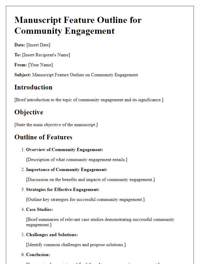 Letter template of manuscript feature outline for community engagement.