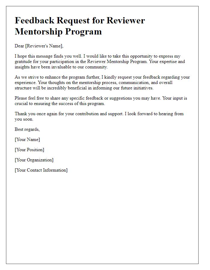 Letter template of feedback request for reviewer mentorship program