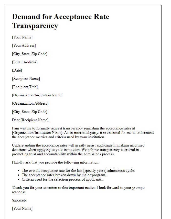 Letter template of Demand for Acceptance Rate Transparency