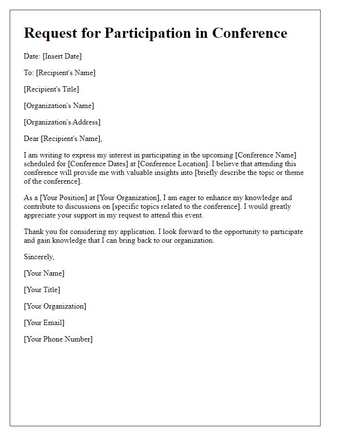 Letter template of conference participation request