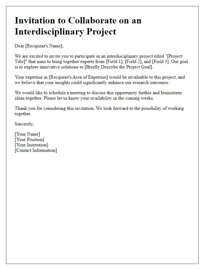 Letter template of interdisciplinary project invitation