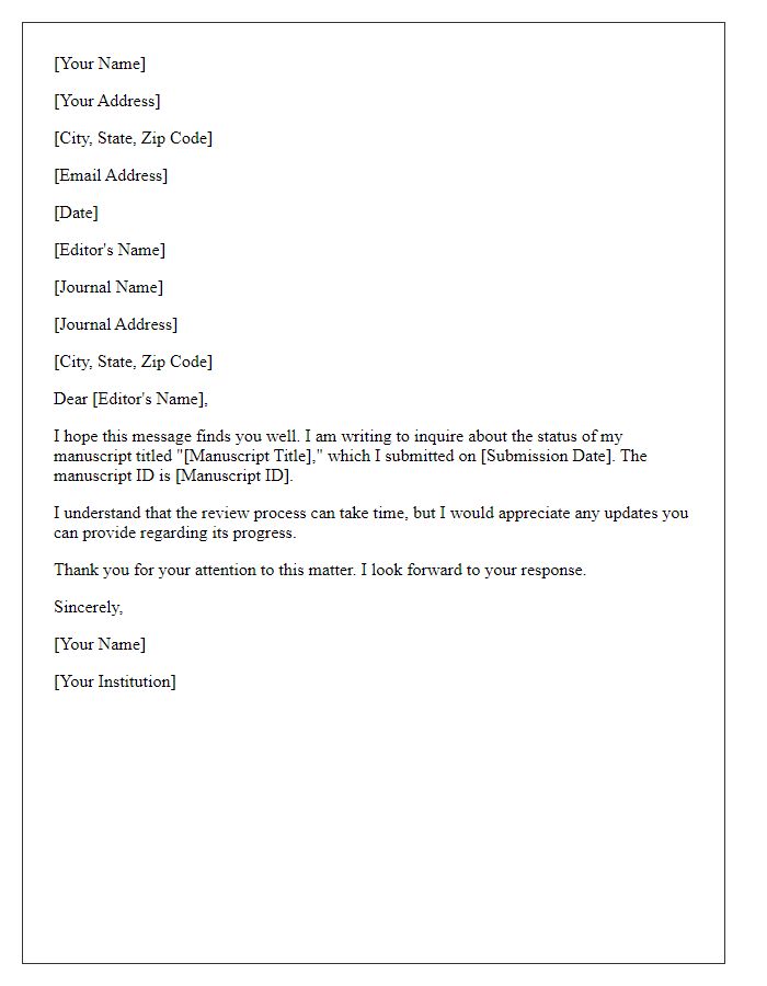 Letter template of manuscript submission inquiry