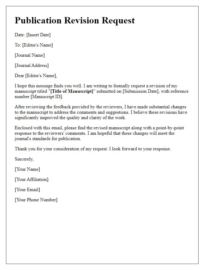 Letter template of publication revision request