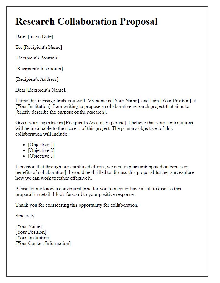 Letter template of research collaboration proposal