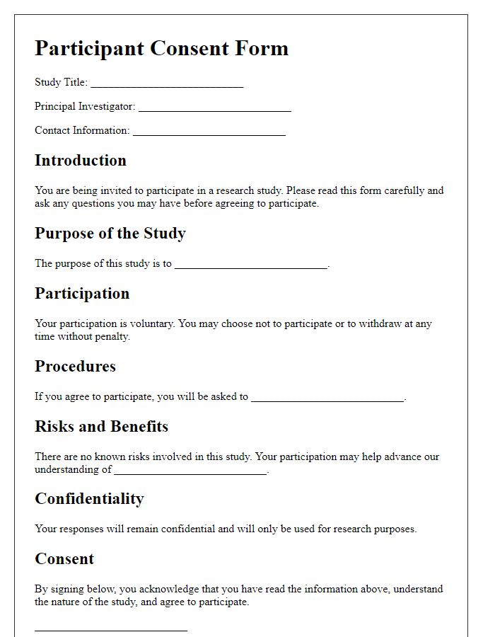 Letter template of ethical review board participant consent form