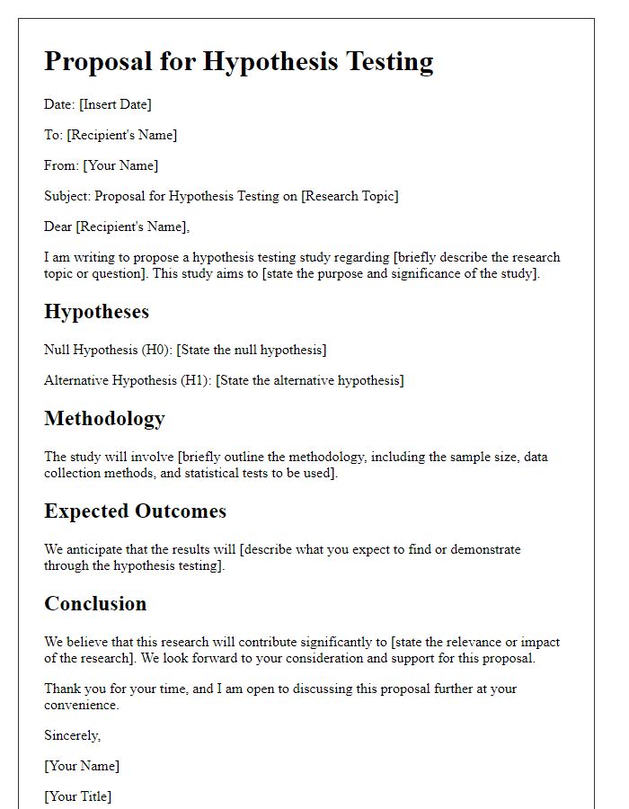 Letter template of proposal for hypothesis testing