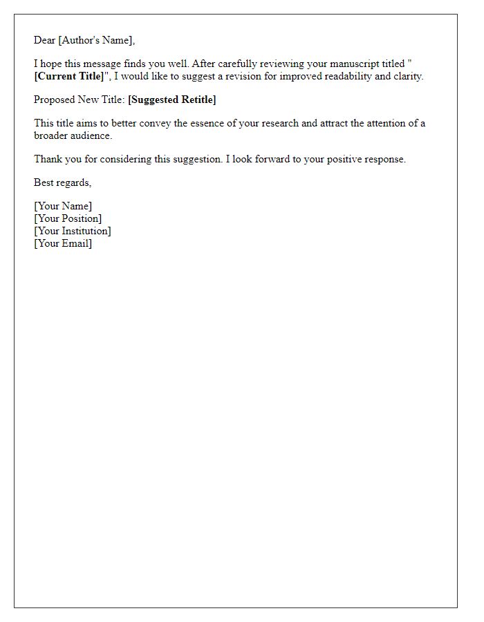 Letter template of manuscript retitle suggestion for improved readability