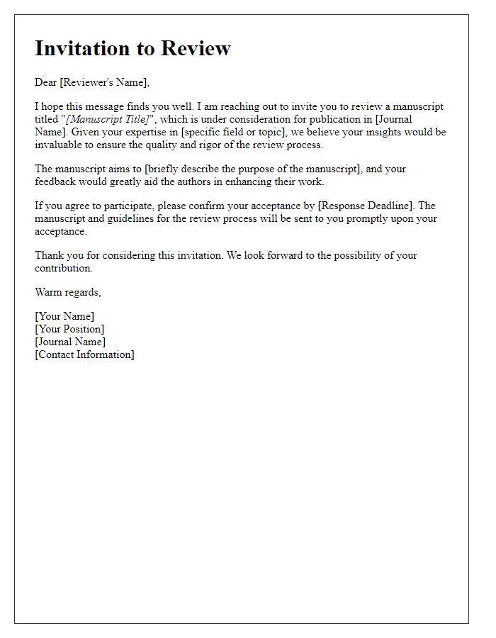 Letter template of invitation for reviewer's perspective