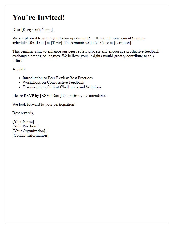 Letter template of invitation for peer review improvement seminar