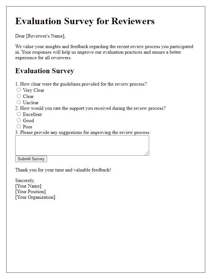 Letter template of Evaluation Survey for Reviewers