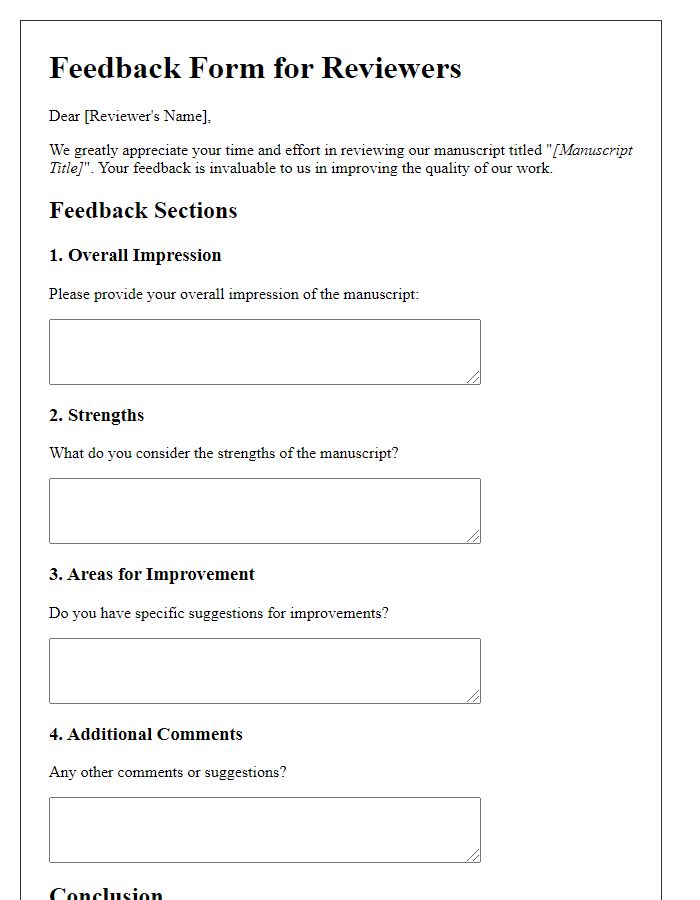 Letter template of Feedback Form for Reviewers