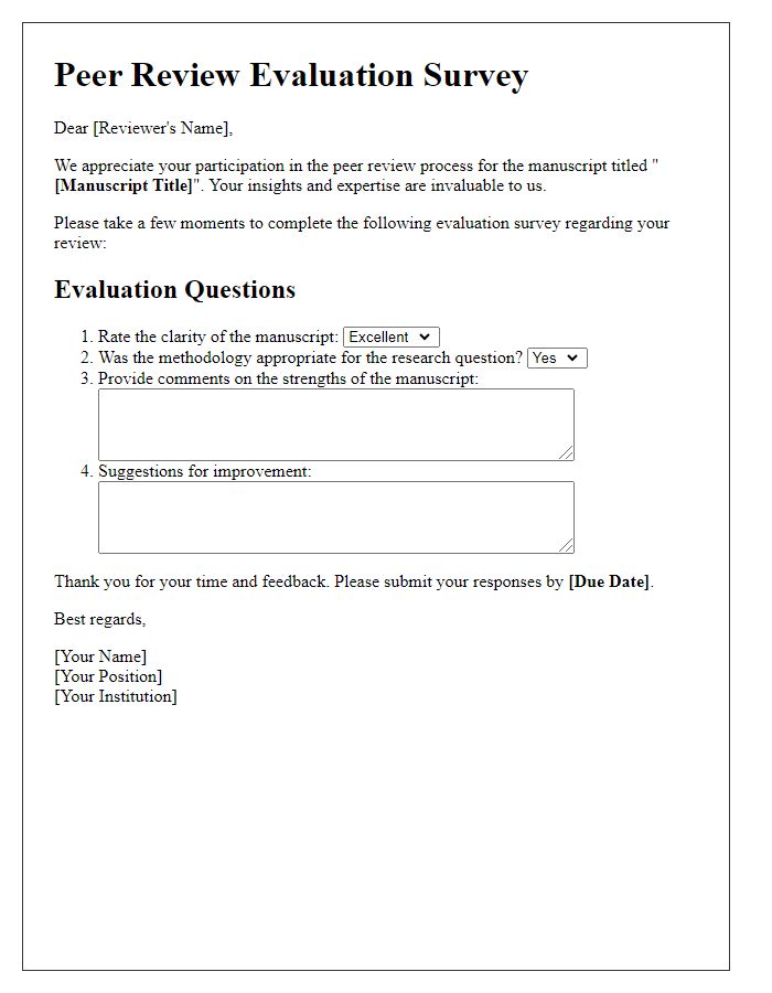 Letter template of Peer Review Evaluation Survey