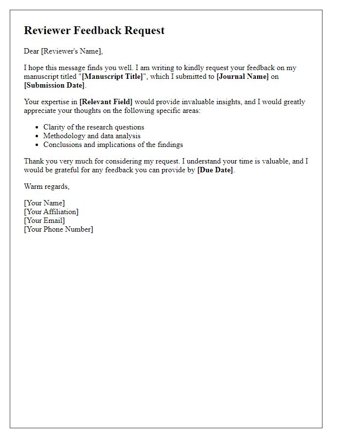 Letter template of Reviewer Feedback Request