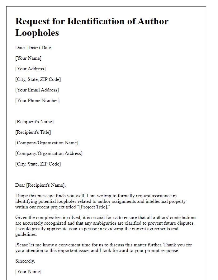 Letter template of request for author loopholes identification