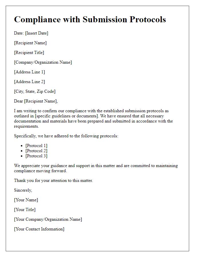 Letter template of compliance with submission protocols