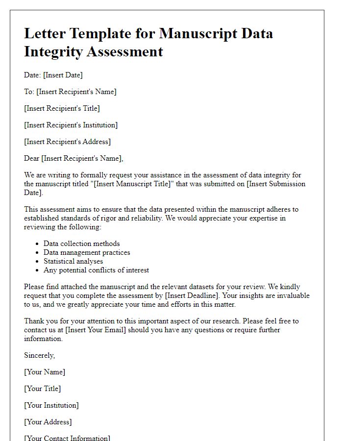 Letter template of manuscript data integrity assessment