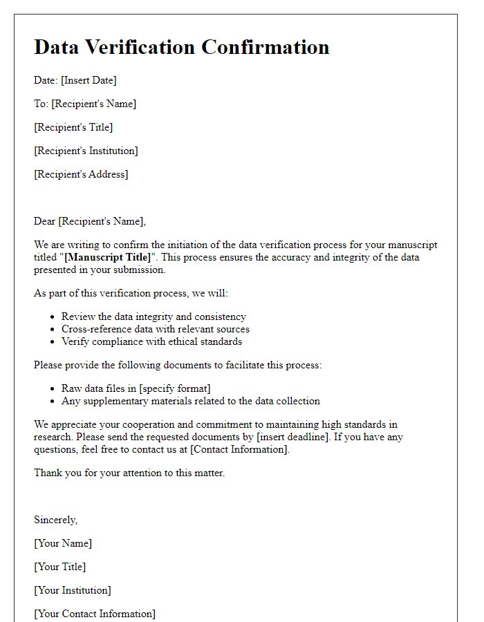 Letter template of manuscript data verification process