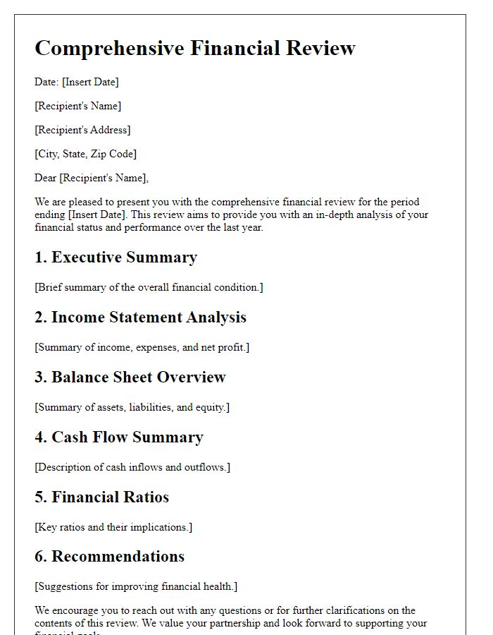 Letter template of comprehensive financial review