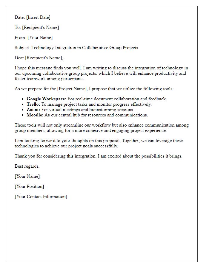 Letter template of technology integration in collaborative group projects