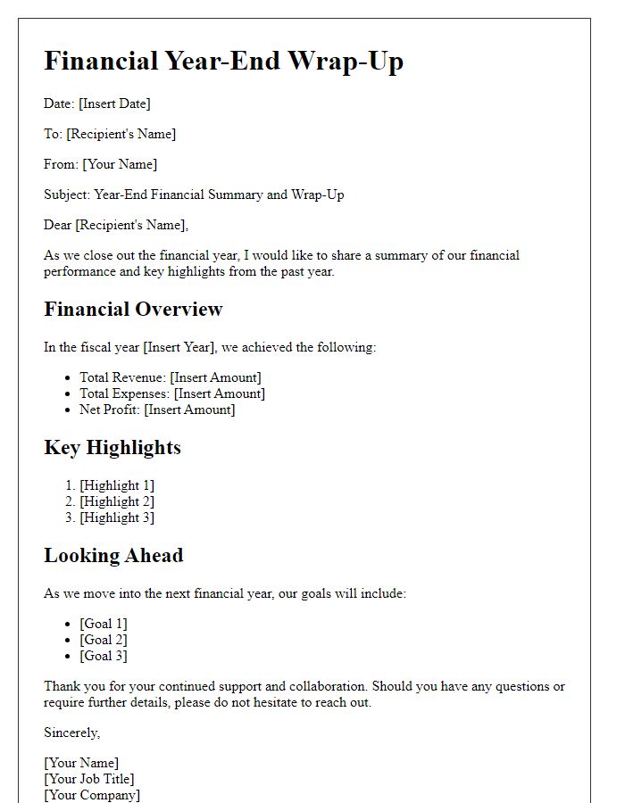 Letter template of financial year-end wrap-up