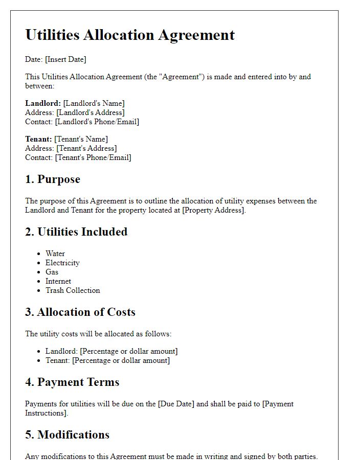 Letter template of lease agreement utilities allocation