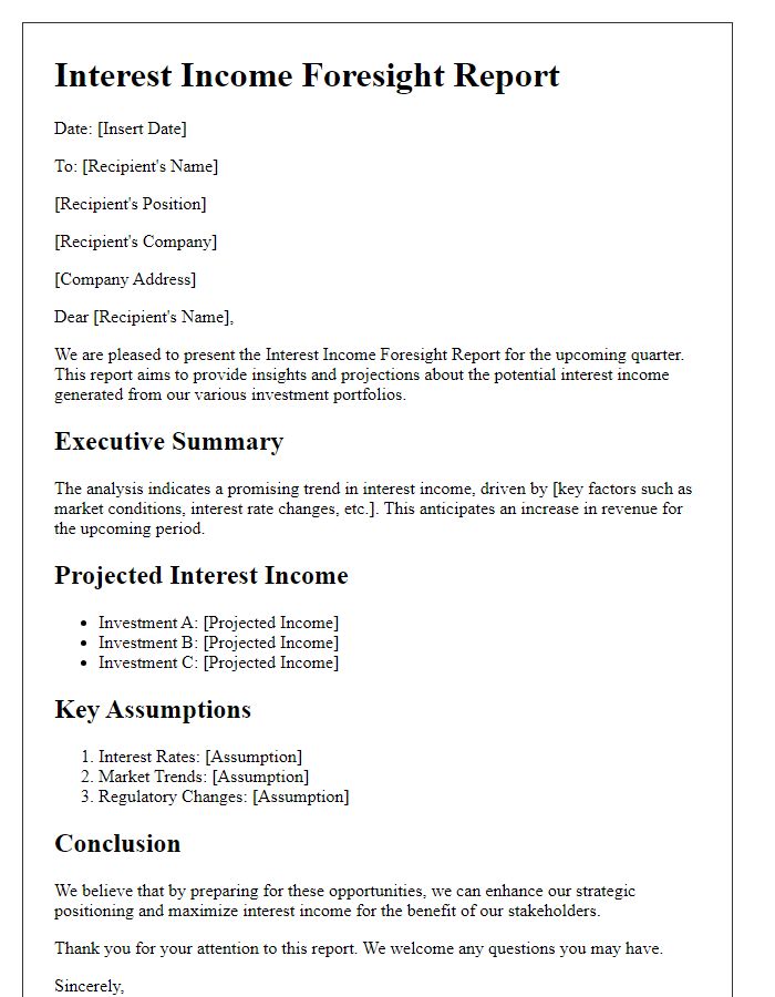 Letter template of interest income foresight report