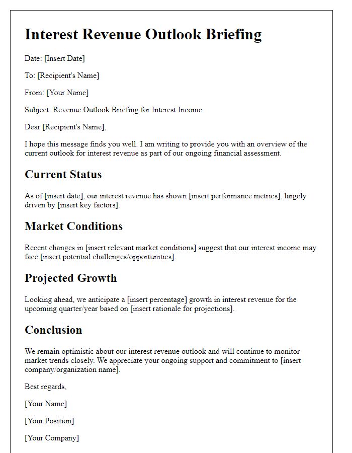 Letter template of interest revenue outlook briefing