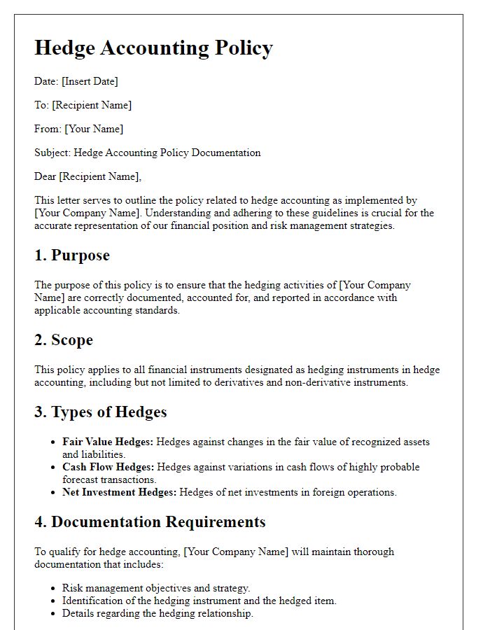 Letter template of hedge accounting policy documentation