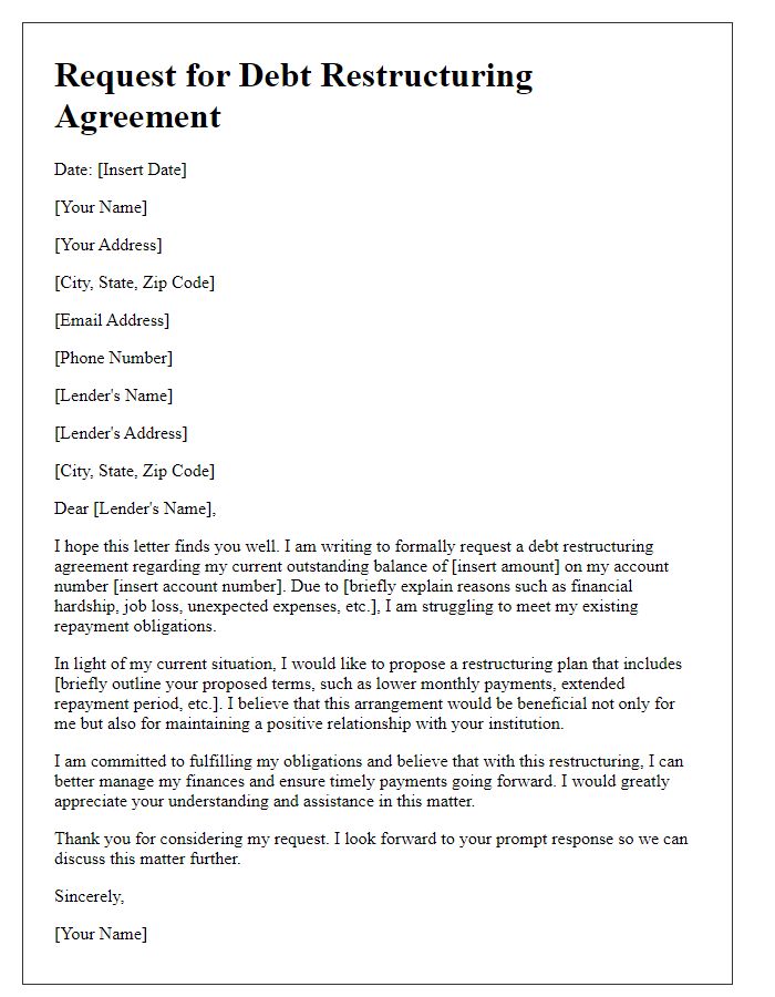 Letter template of request for debt restructuring agreement