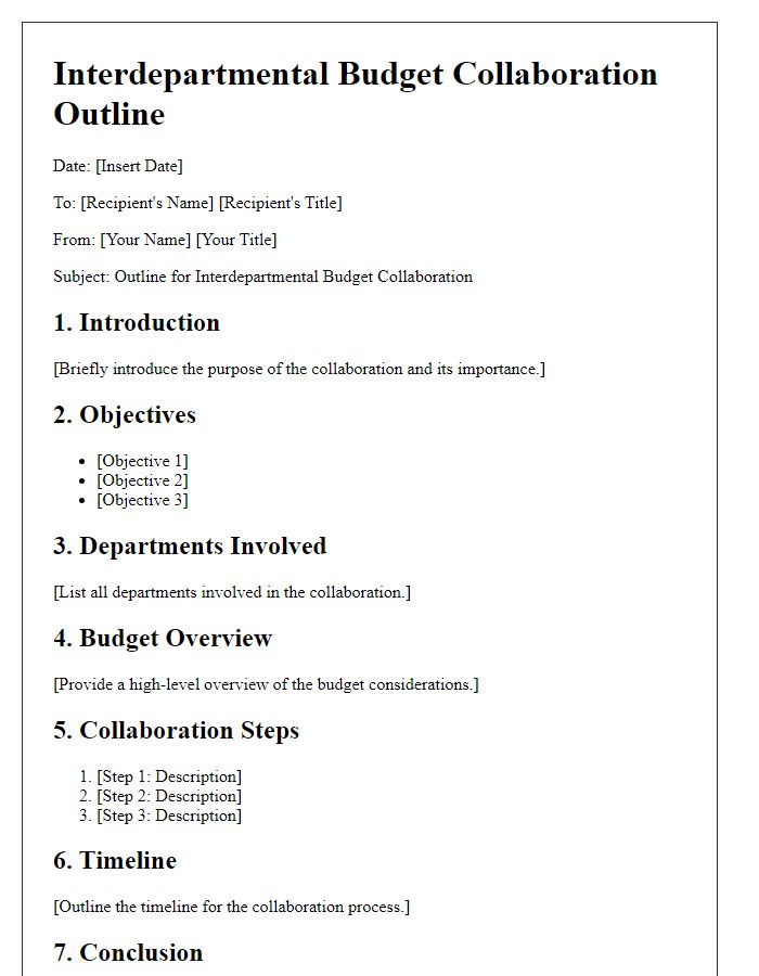 Letter template of outline for interdepartmental budget collaboration