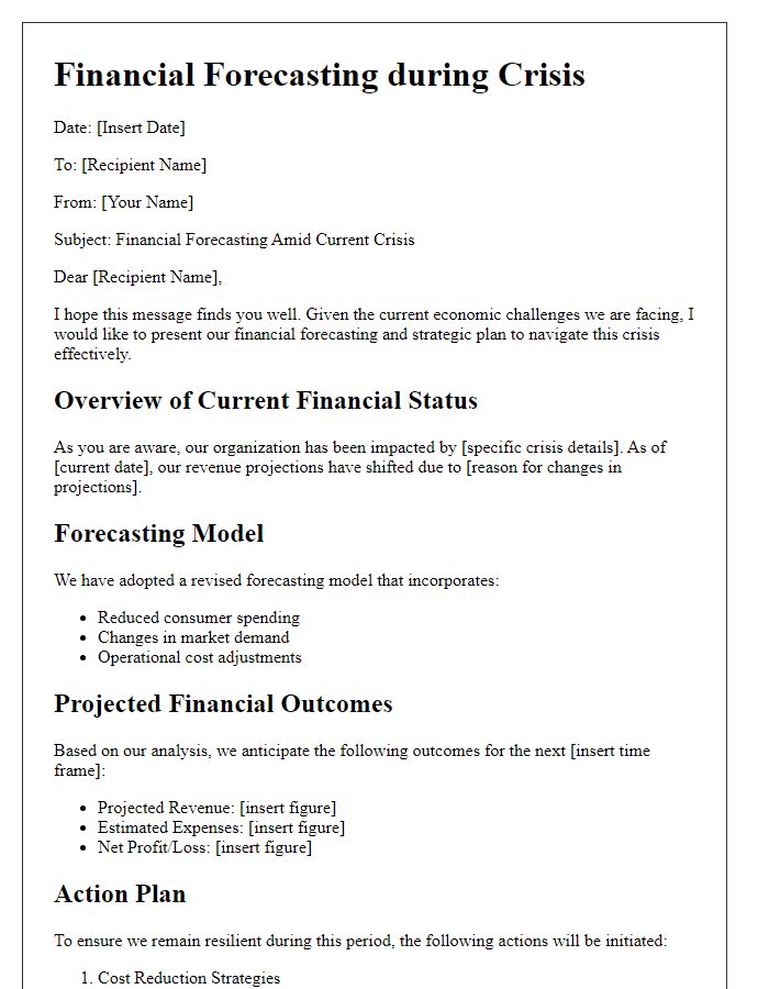 Letter template of Financial Forecasting amid Crisis