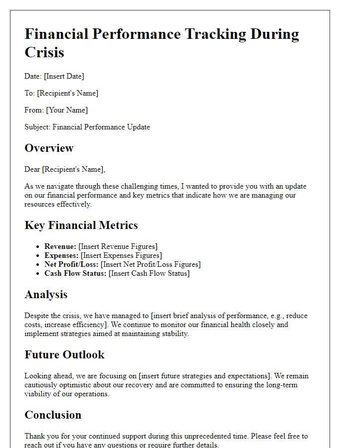 Letter template of Financial Performance Tracking during Crisis