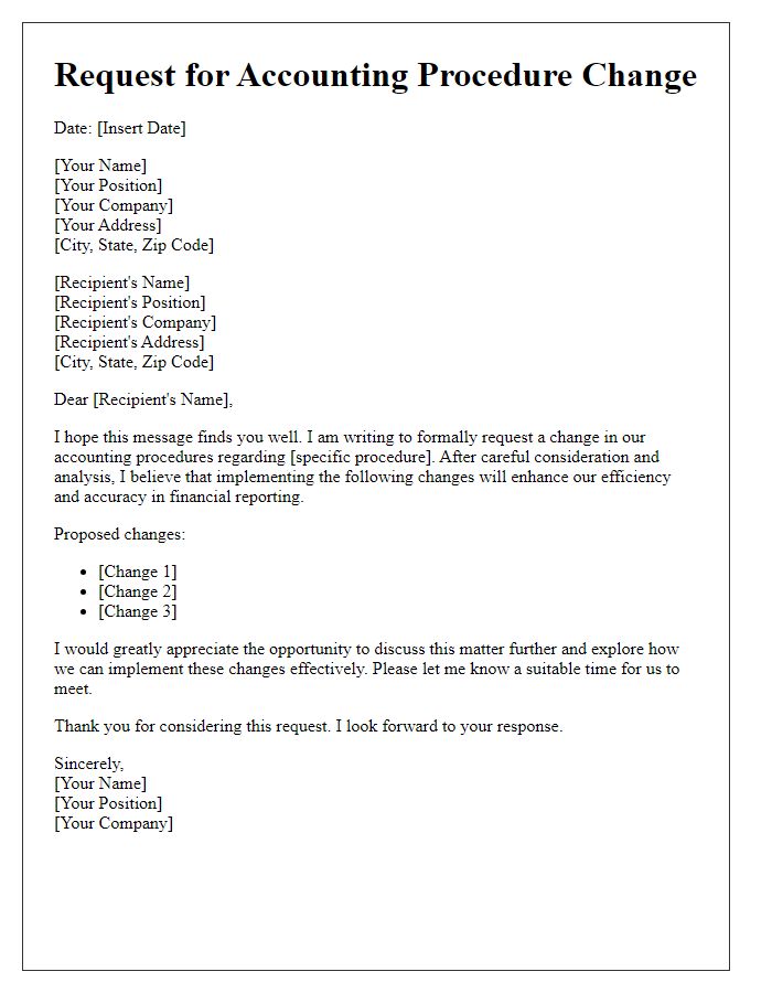 Letter template of request for accounting procedure change