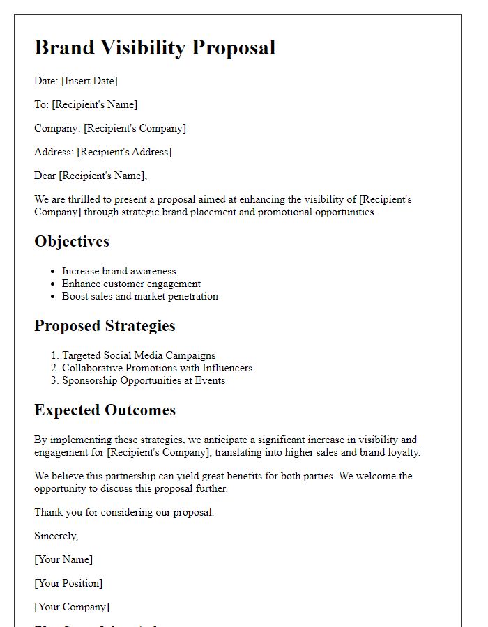 Letter template of brand visibility proposal