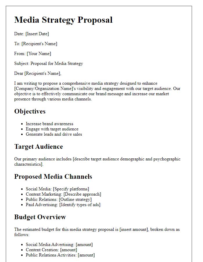 Letter template of media strategy proposal