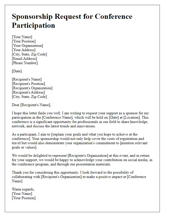 Letter template of sponsorship request for conference participation