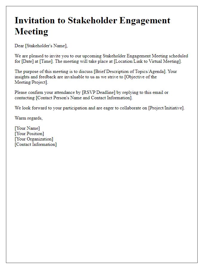 Letter template of stakeholder engagement meeting invitation