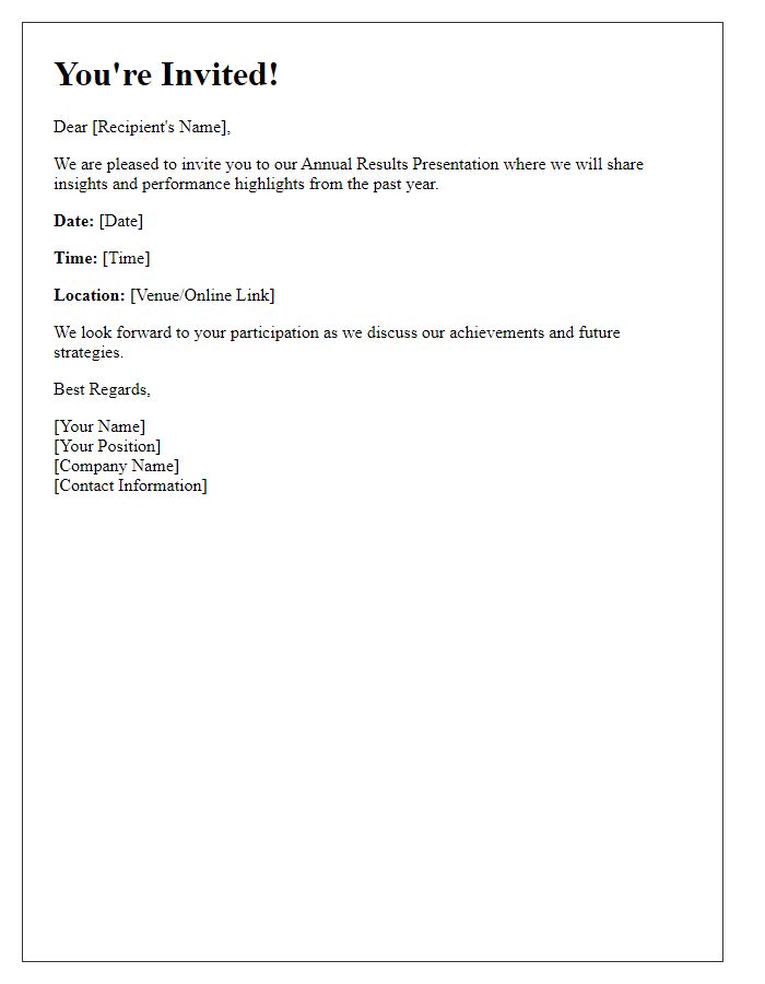 Letter template of annual results presentation invitation