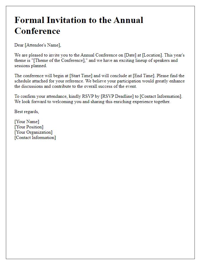 Letter template of formal conference invitation for attendees