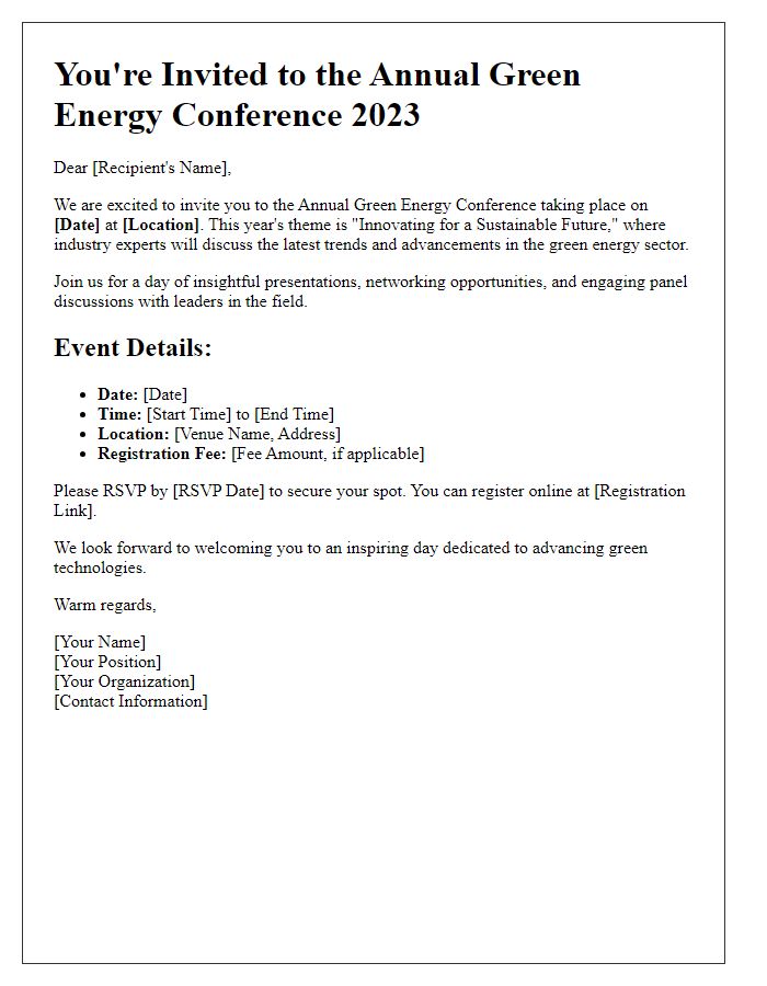 Letter template of industry-specific conference invitation