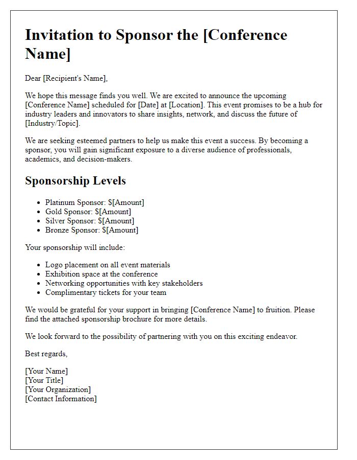 Letter template of sponsorship invitation for conference partners