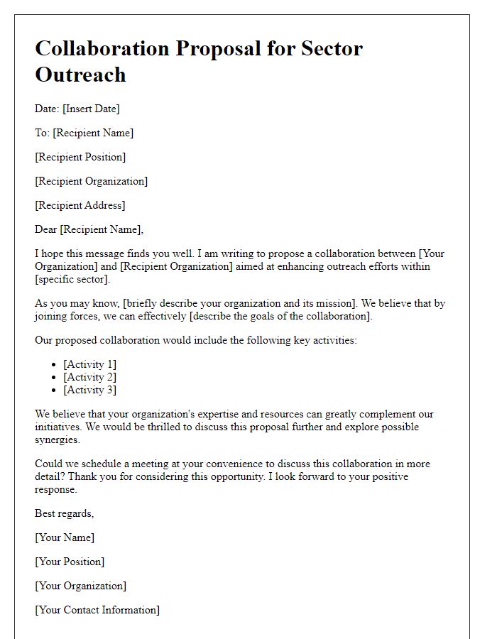 Letter template of collaboration proposal for sector outreach