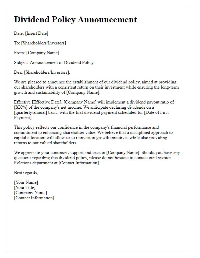 Letter template of dividend policy announcement